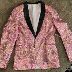 Pink sequin suit jacket